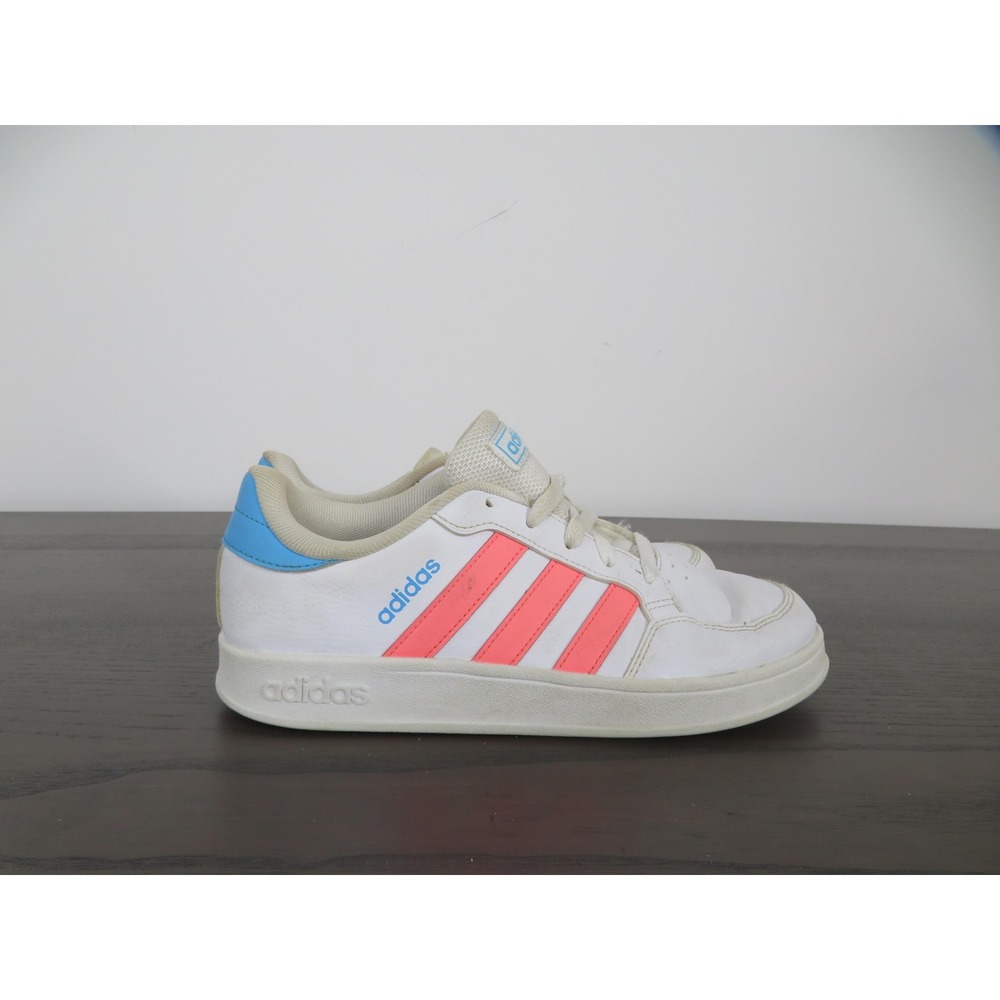 Adidas Breaknet Shoes Womens 6 Kids 5 White Pink Low Casual Sneakers GY6015